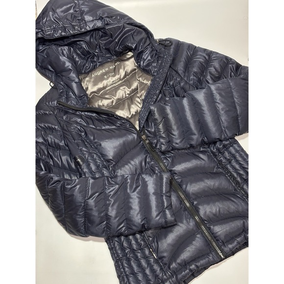 Andrew‎ Marc Premium Down Quilted Packable Navy Hooded Full Zip Puffer Jacket S - Picture 5 of 12